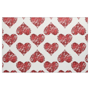 Red Steampunk Hearts Fabric
