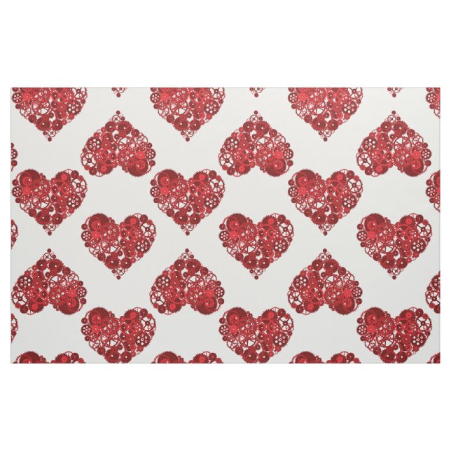 Red Steampunk Hearts Fabric (Fat Quarter)