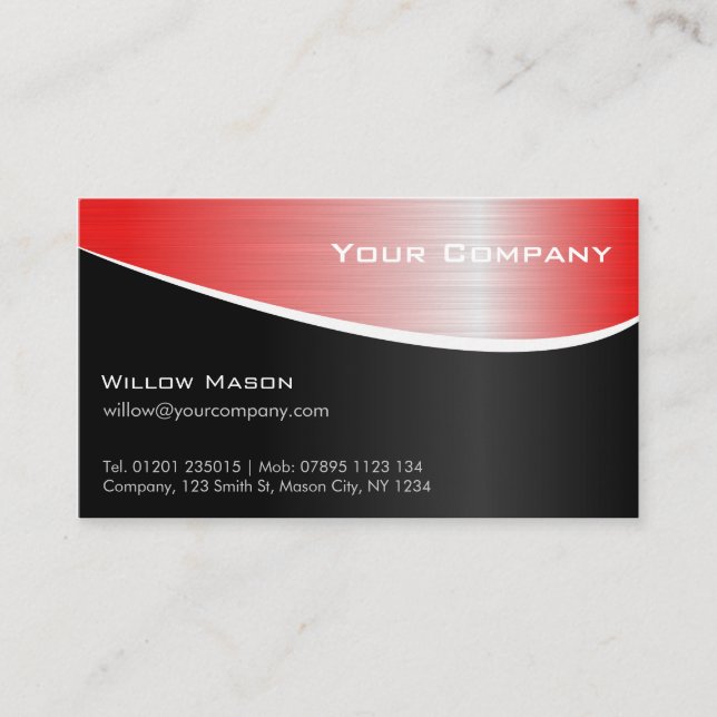 Red Steel Effect Professional Business Card (Front)