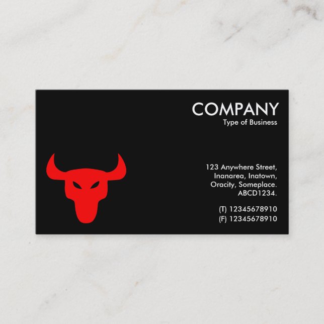 Red Steer Symbol - Black Business Card (Front)