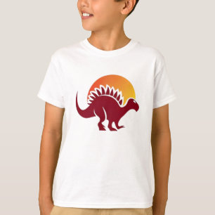 Red Stegosaurus Sunset Silhouette  T-Shirt