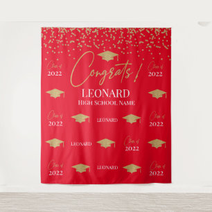 Red Step and repeat Graduation Backdrop ba Tapestry