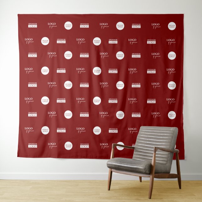 Red Step repeat Company Sponsor logos Media wall Tapestry (In Situ (Horizontal))