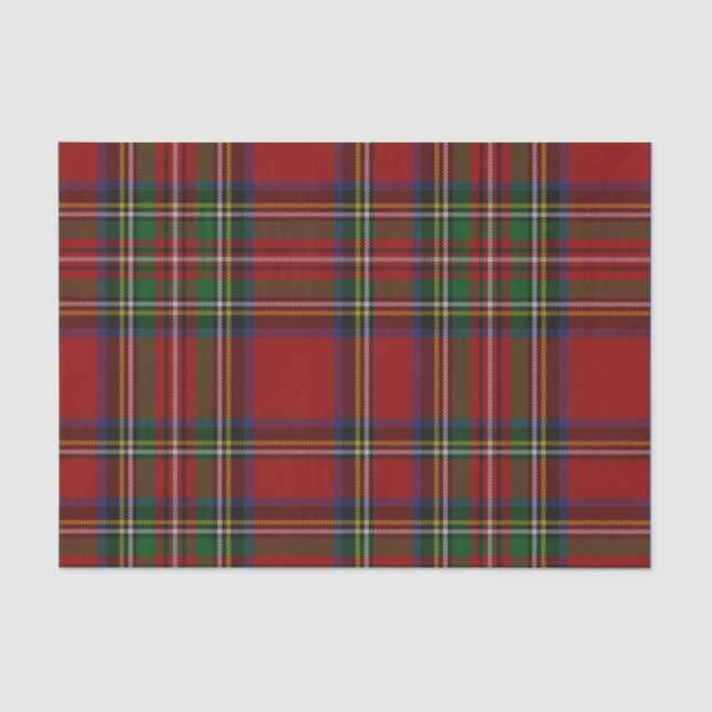 Red Stewart Plaid Tartan for Christmas Tissue Paper (Front)