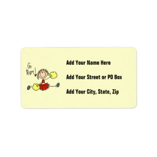 Red Stick Figure Cheerleader t-shirts and Gifts Label