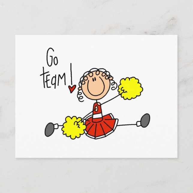 Red Stick Figure Cheerleader t-shirts and Gifts Postcard (Front)