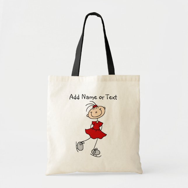 Red Stick Figure Girl Ice Skater Customised Bag (Front)