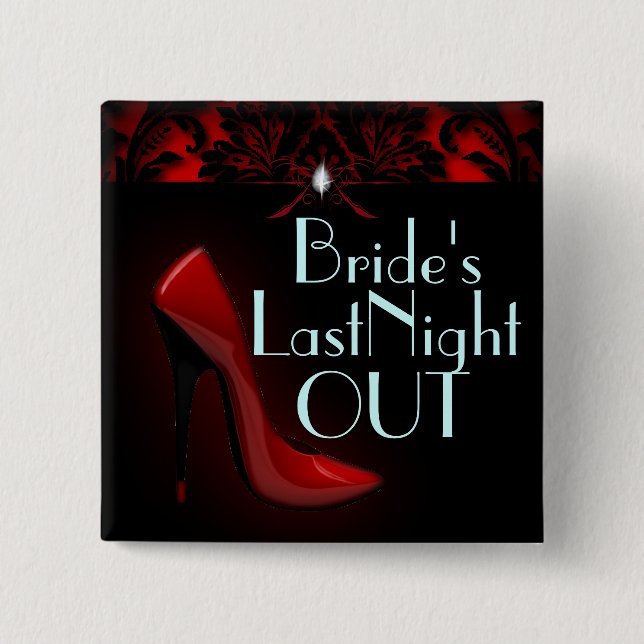 red Stiletto Bridal Shower bachelorette party 15 Cm Square Badge (Front)
