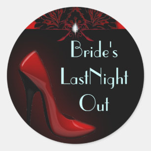 red Stiletto Bridal Shower bachelorette party Classic Round Sticker