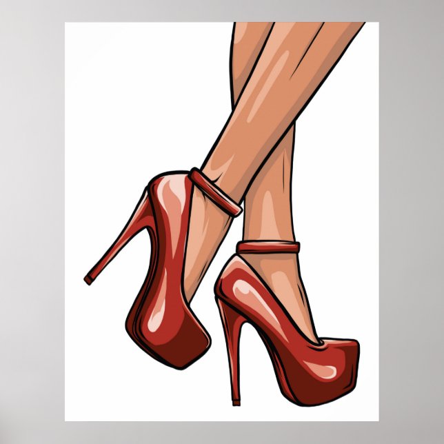 Red Stiletto Heels and Legs  Poster (Front)