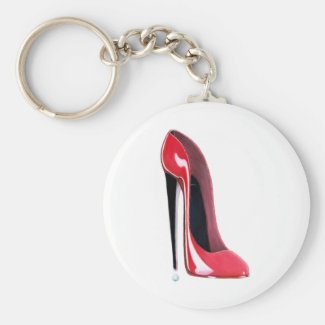 Red Stiletto High Heel Shoe Art Key Ring