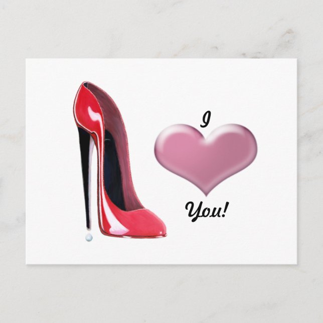 Red Stiletto High Heel Shoe Art Postcard (Front)
