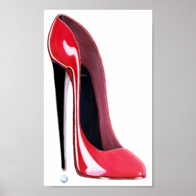 Red Stiletto High Heel Shoe Art Poster (Front)
