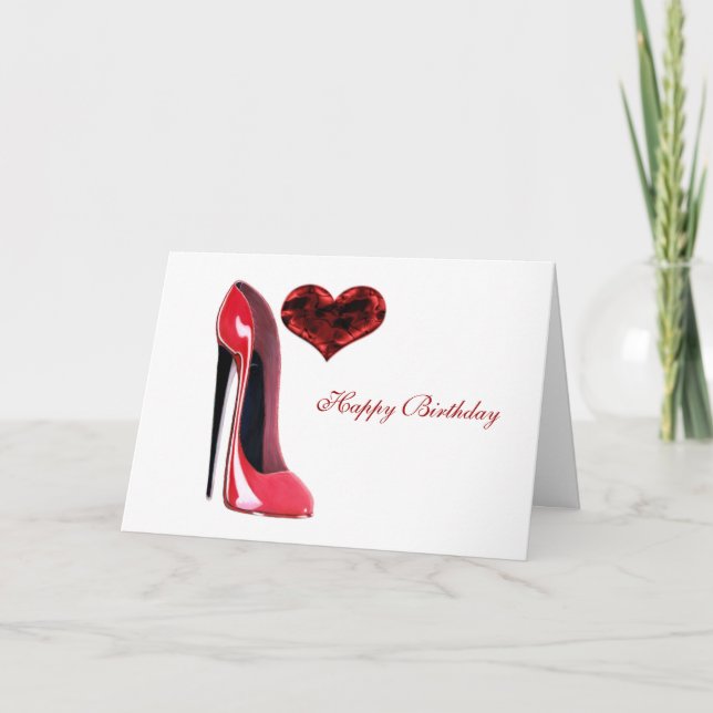 Red Stiletto Shoe and 3D Heart Card (Front)