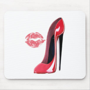 Red Stiletto Shoe and Kiss Art Mouse Mat