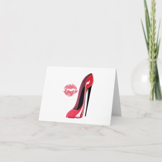 Red Stiletto Shoe and Kiss Card (Front)