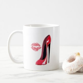 Red Stiletto Shoe and Kiss Coffee Mug