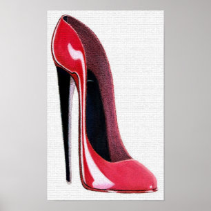 Red Stiletto Shoe Textured Effect Print