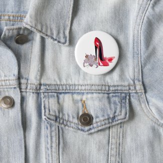 Red Stiletto Shoes and Lilies 6 Cm Round Badge