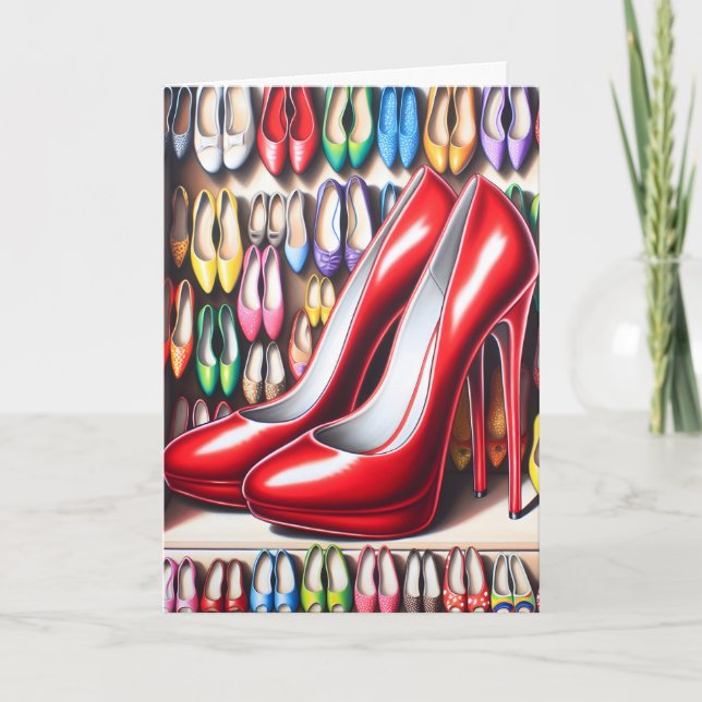 Red Stiletto Shoes Birthday Card (Front)