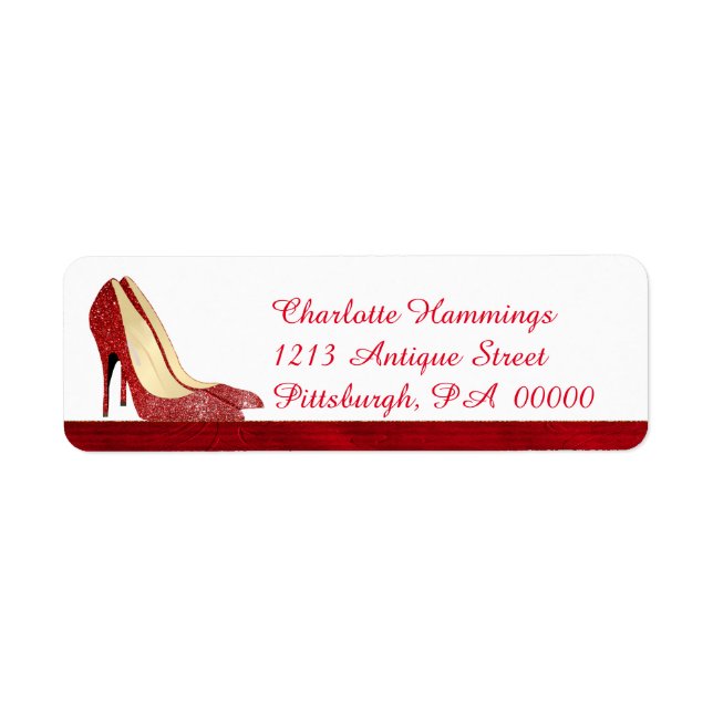 Red Stilettos Girly Address Label (Front)