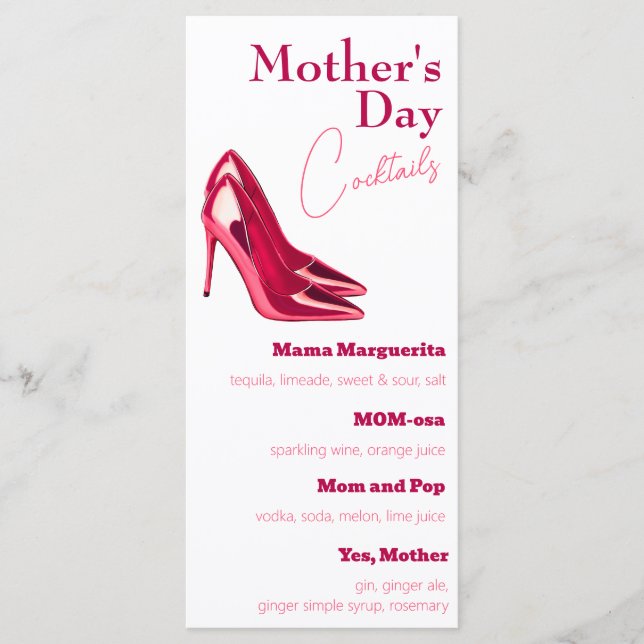 Red Stilettos Mother's Day Cocktails Menu (Front)