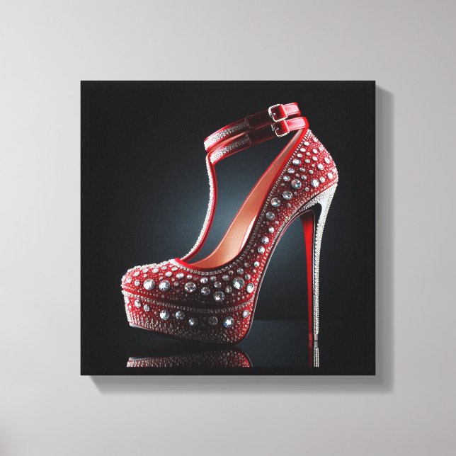 Red Stilettos with Diamonds Canvas Print (Front)