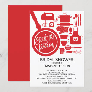Red Stock The Kitchen Bridal Shower Invitation