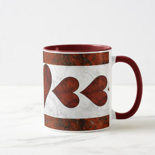 Red Stone Heart Pattern Mug