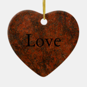 Red Stone Heart Print Ceramic Tree Decoration