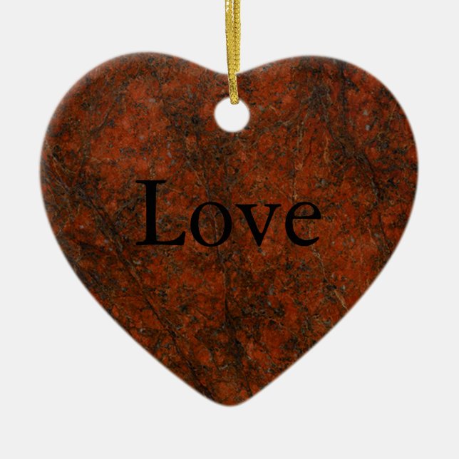 Red Stone Heart Print Ceramic Tree Decoration (Front)