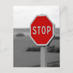 Red Stop Road Sign Minimalist Photography Holiday Postcard