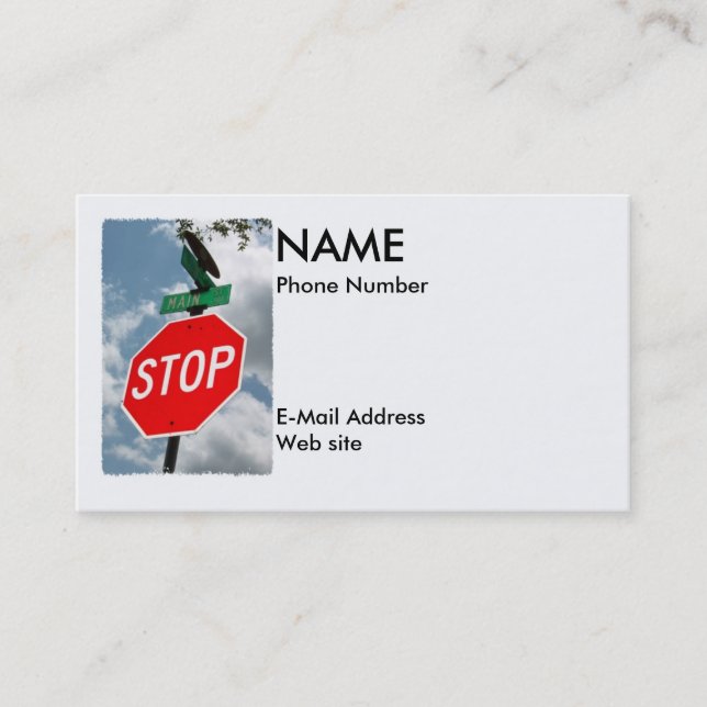 Red Stop Sign on Main Street Business Card (Front)
