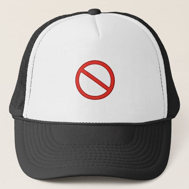 RED STOP SYMBOL WARNING GRAPHIC TRUCKER HAT (Front)