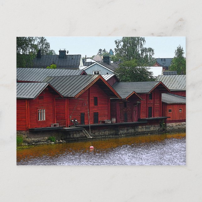 Red Storehouses in Porvoo, Finland Postcard (Front)
