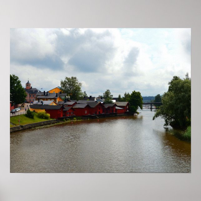 Red Storehouses, Porvoo, Finland Poster (Front)