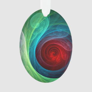 Red Storm Abstract Art Acrylic Oval Ornament