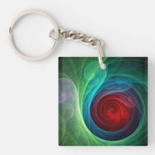 Red Storm Abstract Art Key Ring