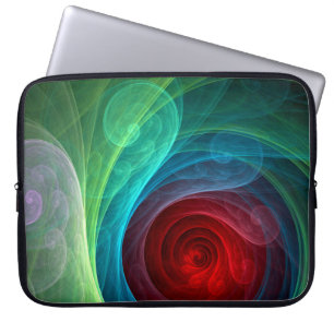 Red Storm Floral Modern Abstract Art Color Pattern Laptop Sleeve