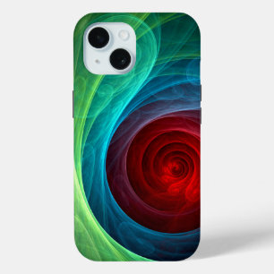 Red Storm Floral Modern Abstract Art Colour Patter iPhone 15 Case