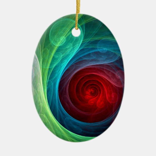 Red Storm Floral Modern Abstract Art Colour Patter Ceramic Tree Decoration (Front)