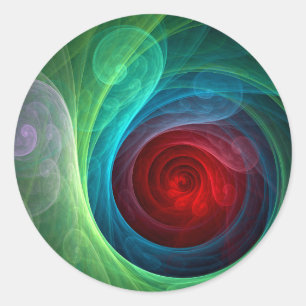 Red Storm Floral Modern Abstract Art Colour Patter Classic Round Sticker