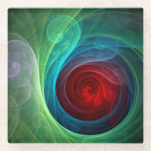 Red Storm Floral Modern Abstract Art Colour Patter Glass Coaster