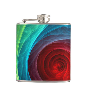 Red Storm Floral Modern Abstract Art Colour Patter Hip Flask