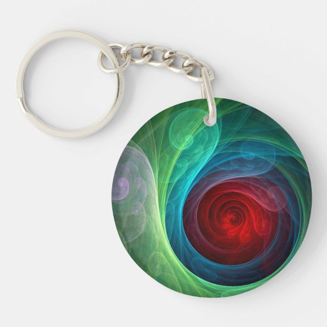 Red Storm Floral Modern Abstract Art Colour Patter Key Ring (Front)