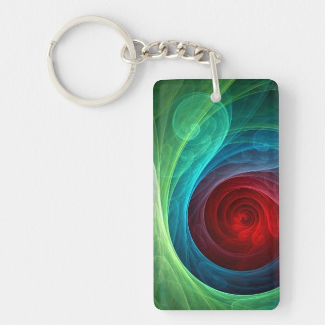 Red Storm Floral Modern Abstract Art Colour Patter Key Ring (Front)
