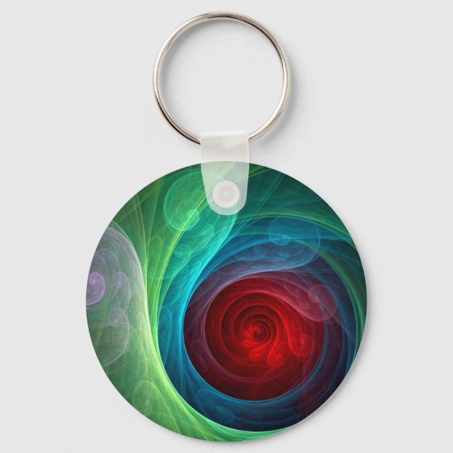 Red Storm Floral Modern Abstract Art Colour Patter Key Ring (Front)