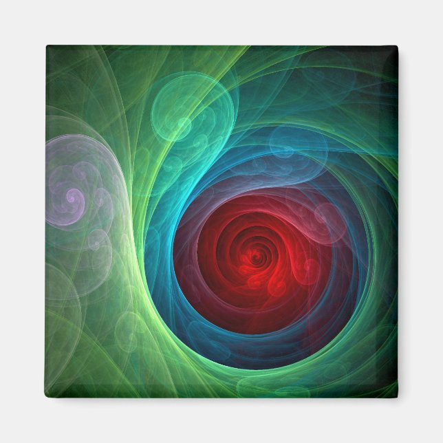 Red Storm Floral Modern Abstract Art Colour Patter Magnet (Front)