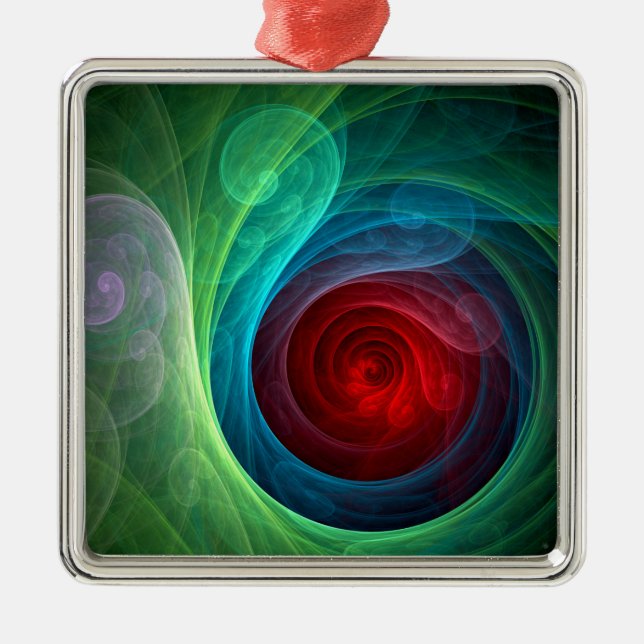 Red Storm Floral Modern Abstract Art Colour Patter Metal Tree Decoration (Front)