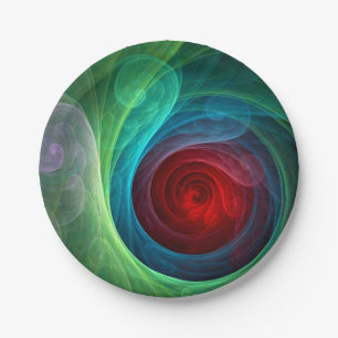 Red Storm Floral Modern Abstract Art Colour Patter Paper Plate